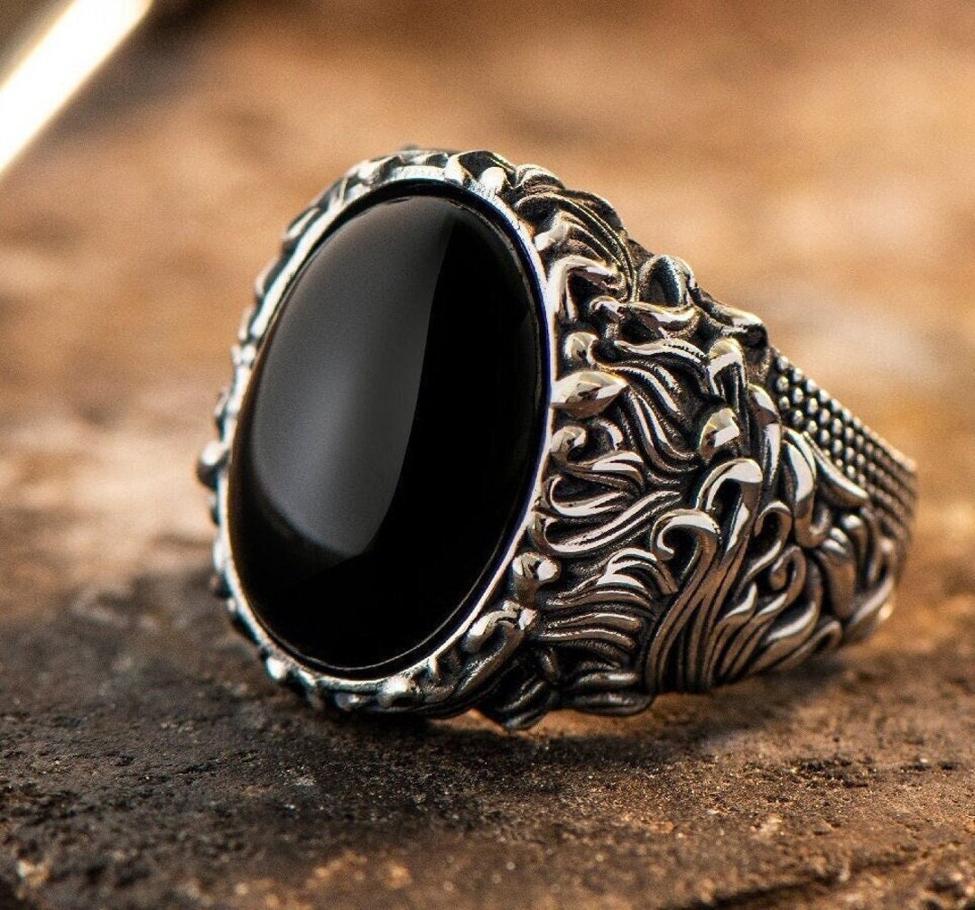 Round Black Onyx Gemstone Ring - Shraddha Shree Gems