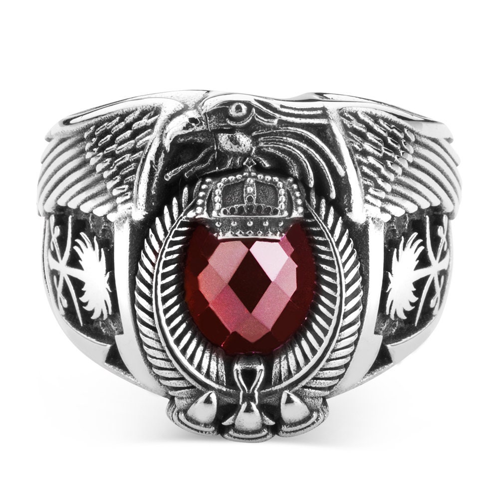 Hudhud - Kazaziye Design Tiger Eye Stone 925 Sterling Silver Men's Ring
