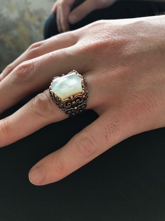 Pearl Ring Men , Sterling Silver Mother of Pearl Ring , Mother of Pearl  Gifts , Mother of Pearl White , Mother of Pearl Mens Ring - Etsy