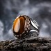Tiger Eye Silver Men Ring, Brown Gemstone Handmade Mens Ring, 925 Sterling Turkish Silver Ring, Modern Style Holiday Gift for Him