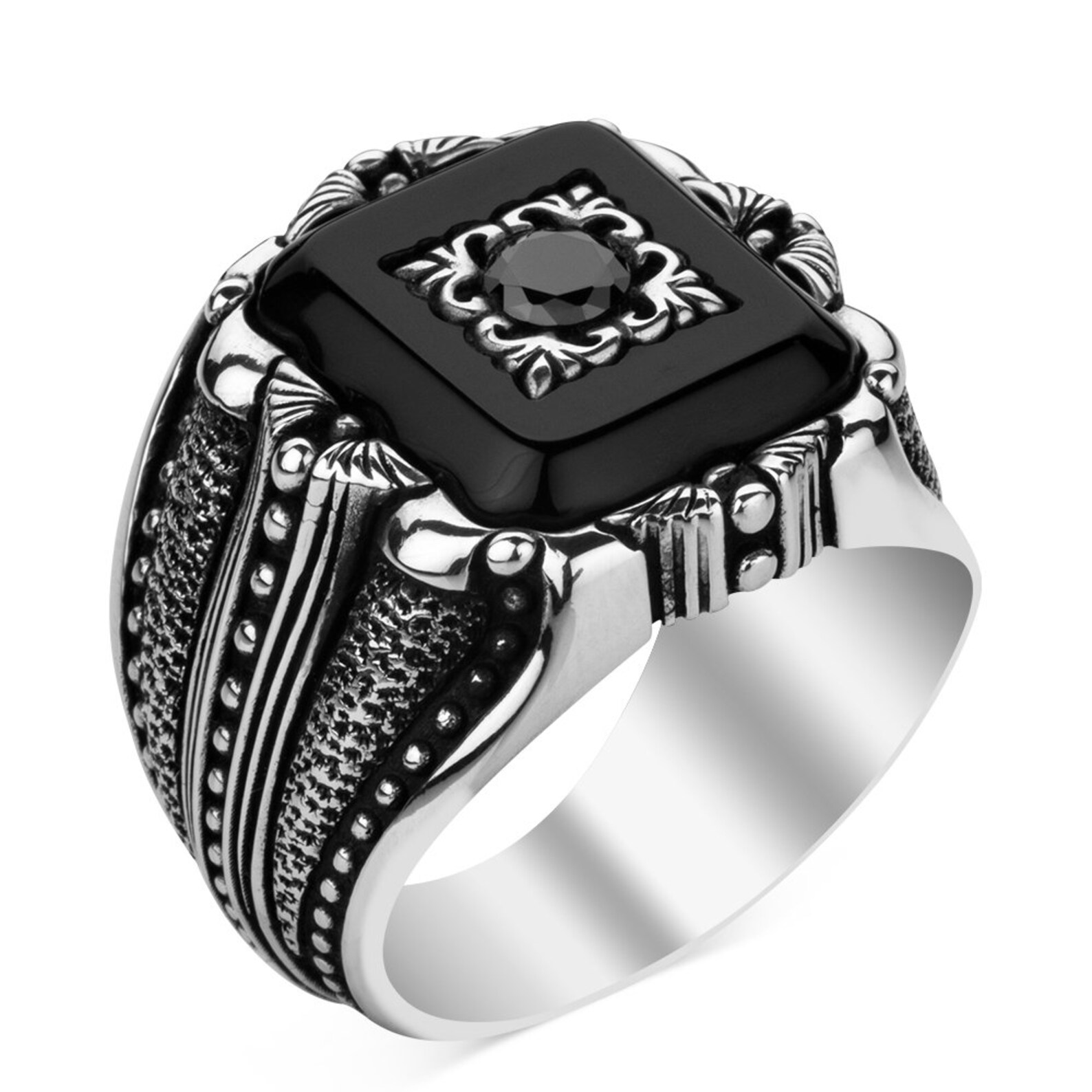 925 Sterling Silver Mens Ring Turkish Handmade Silver Ring Etsy