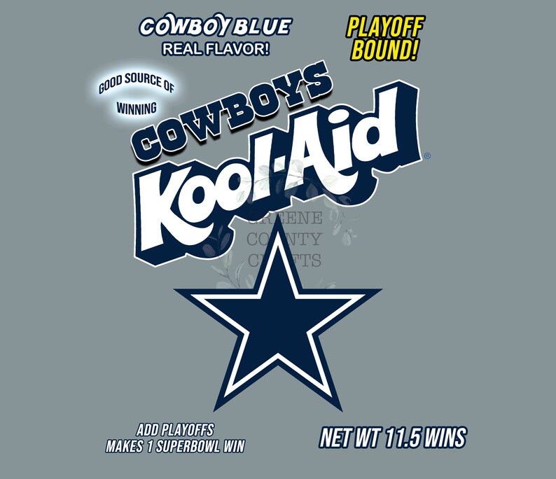 Dallas Cowboys Blue Koolaid 20oz Skinny Tumbler Wrap for Sublimation
