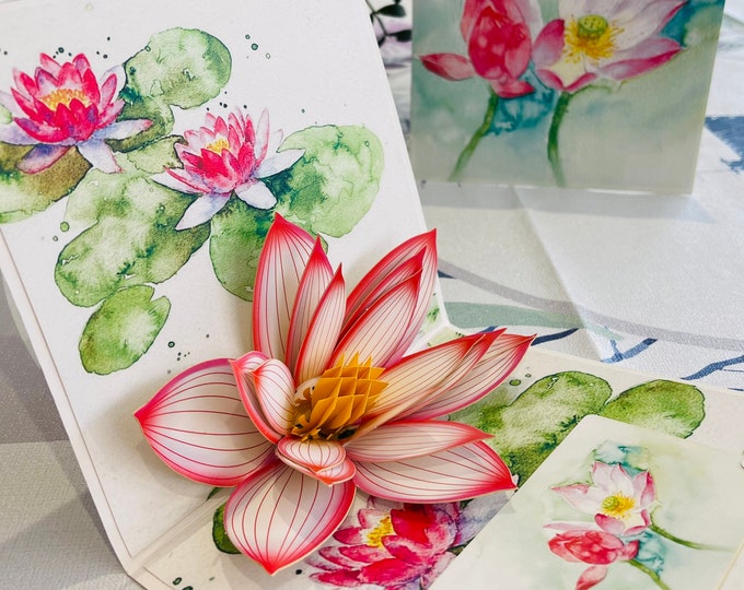 Water Lily Flower Pop up 3D Card Birthday Mother's Day Special ...