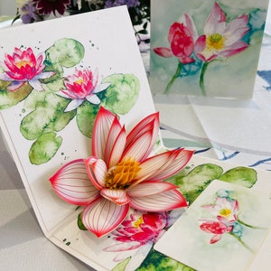 Water Lily Flower - Pop Up 3D Card Birthday Mother's day Special Occasions