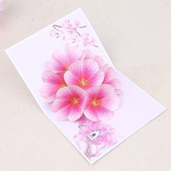 Sakura Pink Cherry Blossom Flower - Pop Up 3D Card Birthday Mother's day Special Occasions