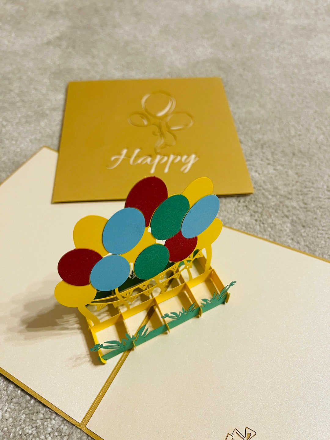 Happy Birthday Balloon - Pop up 3D Card Birthday Fun Card - Etsy