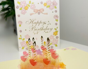 Cherry Cake with Candles - Pop Up 3D Card Birthday