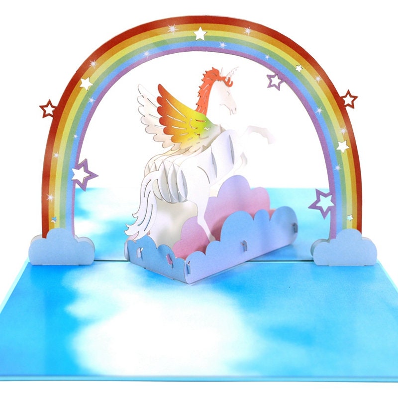 Unicorn Rainbow - Pop up 3D Card Birthday Fun Special Occasion - Etsy UK