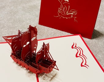 Ship - Pop Up 3D Card Special Occasion Hobby Fun Birthday
