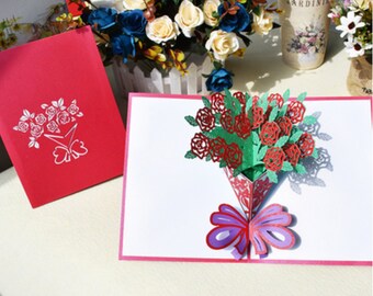 Rose Bouquet - Pop Up 3D Card Birthday Mother's day Valentine’s Day Special Occasions