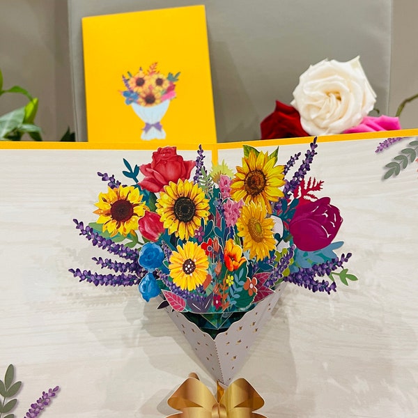 Flowers Bouquet - Pop Up 3D Card Birthday Mother's day Special Occasions