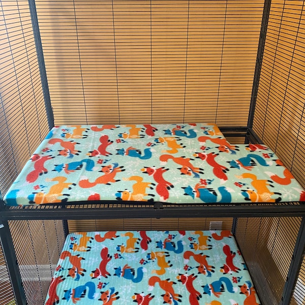 Foxes - 2 Large Fleece liners for Critter Nation or Ferret Nation cage