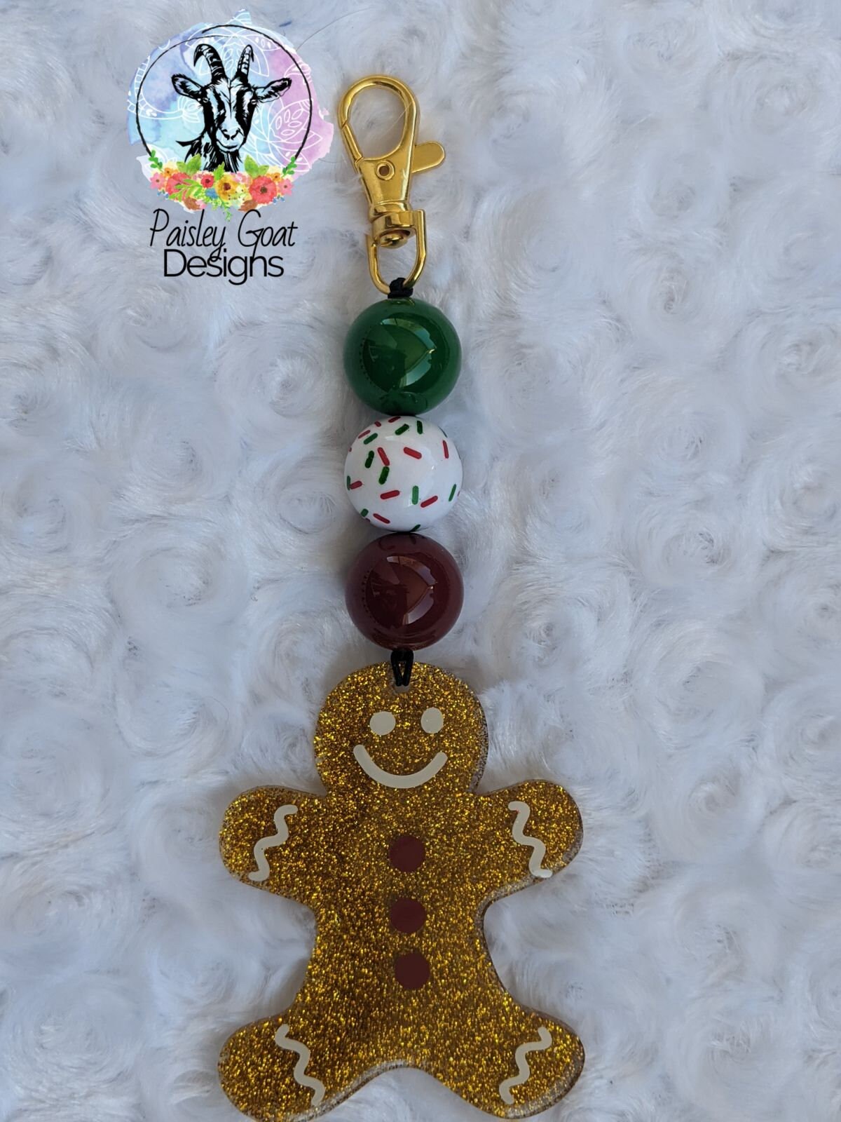 GINGERBREAD Beaded KeyChain/Ornament Etsy