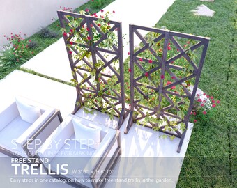 Trellis plans  3’ 6” x 6’ 10” / step-by-step instructions, digital download, PDF format