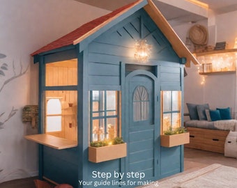 Playhouse plans, Indoor playhouse,  step-by-step instructions, digital download