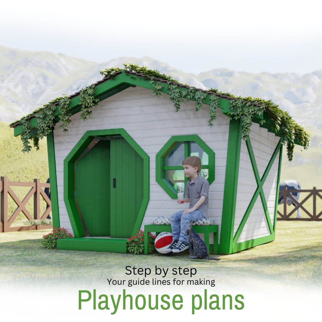 Playhouse Plans, Cottage Playhouse for Kids, Stepbystep Instructions