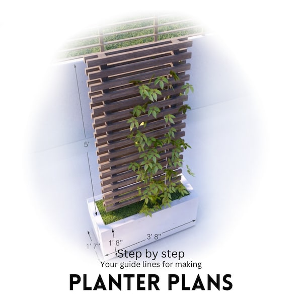 Planter plans / MODERN PLANTER 1’ 7” x 3’ 8” / step by step plans / step-by-step instructions / digital download / PDF format