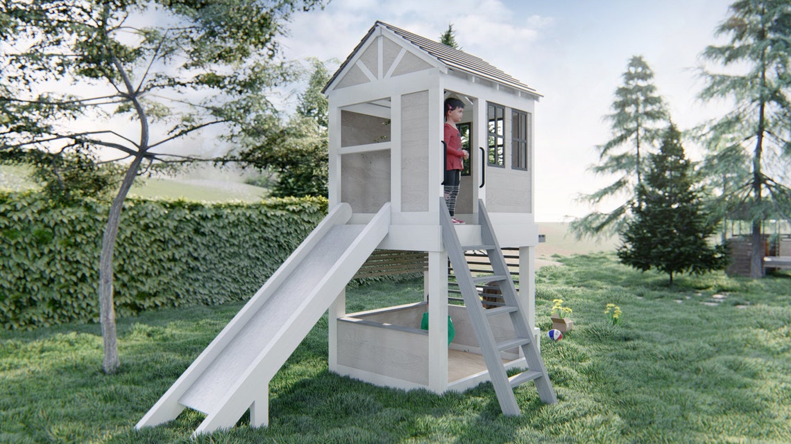 PLAYHOUSE PLANS / 48 X 56'' Two Story Playhouse Etsy Canada