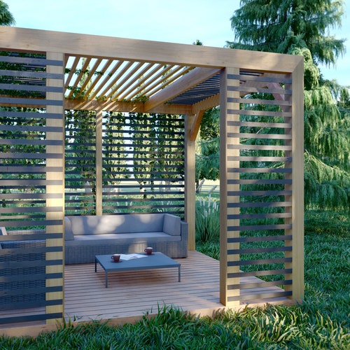 MODERN PERGOLA PLANS 12' X 12' - Etsy 