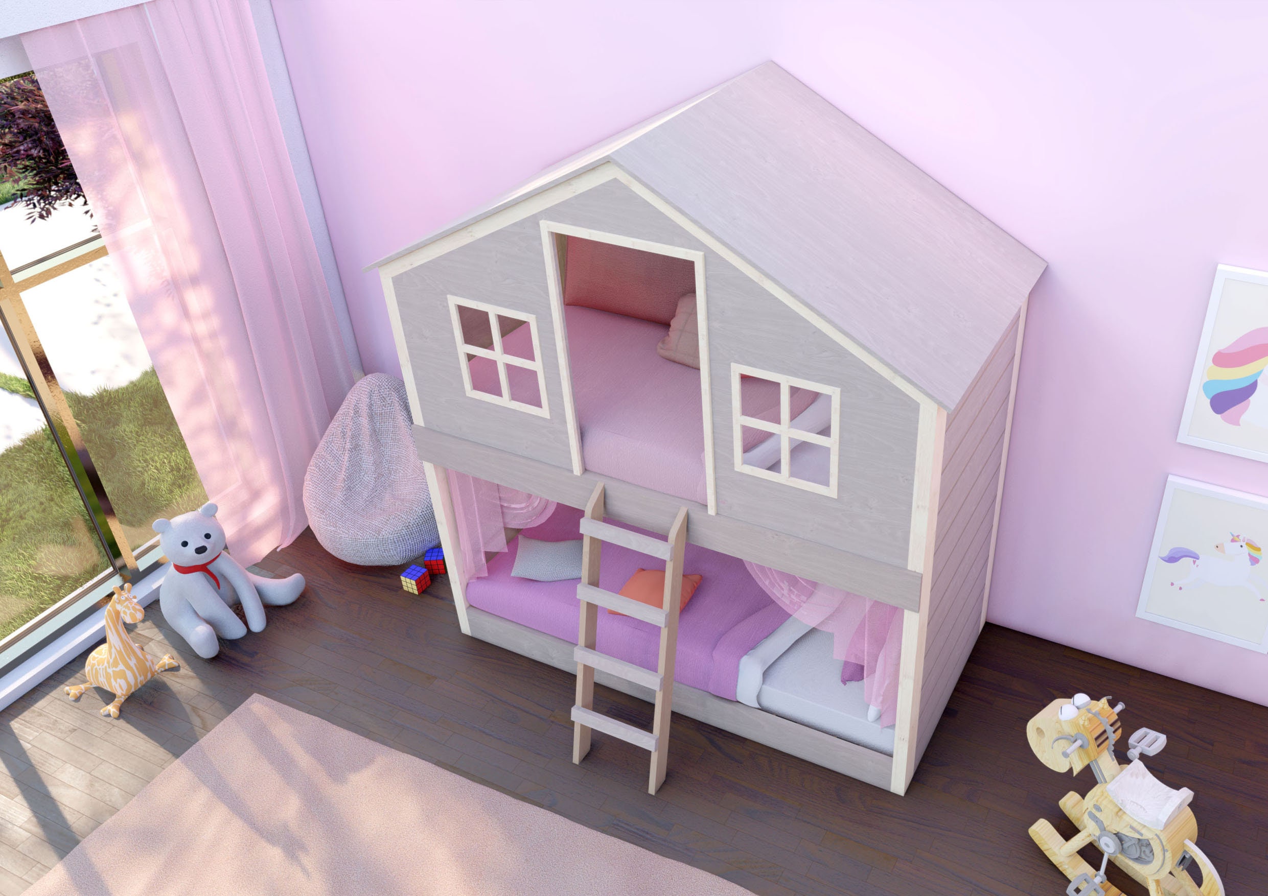Playhouse Bed Plans 3 8 X 6 7/ Two Beds Etsy