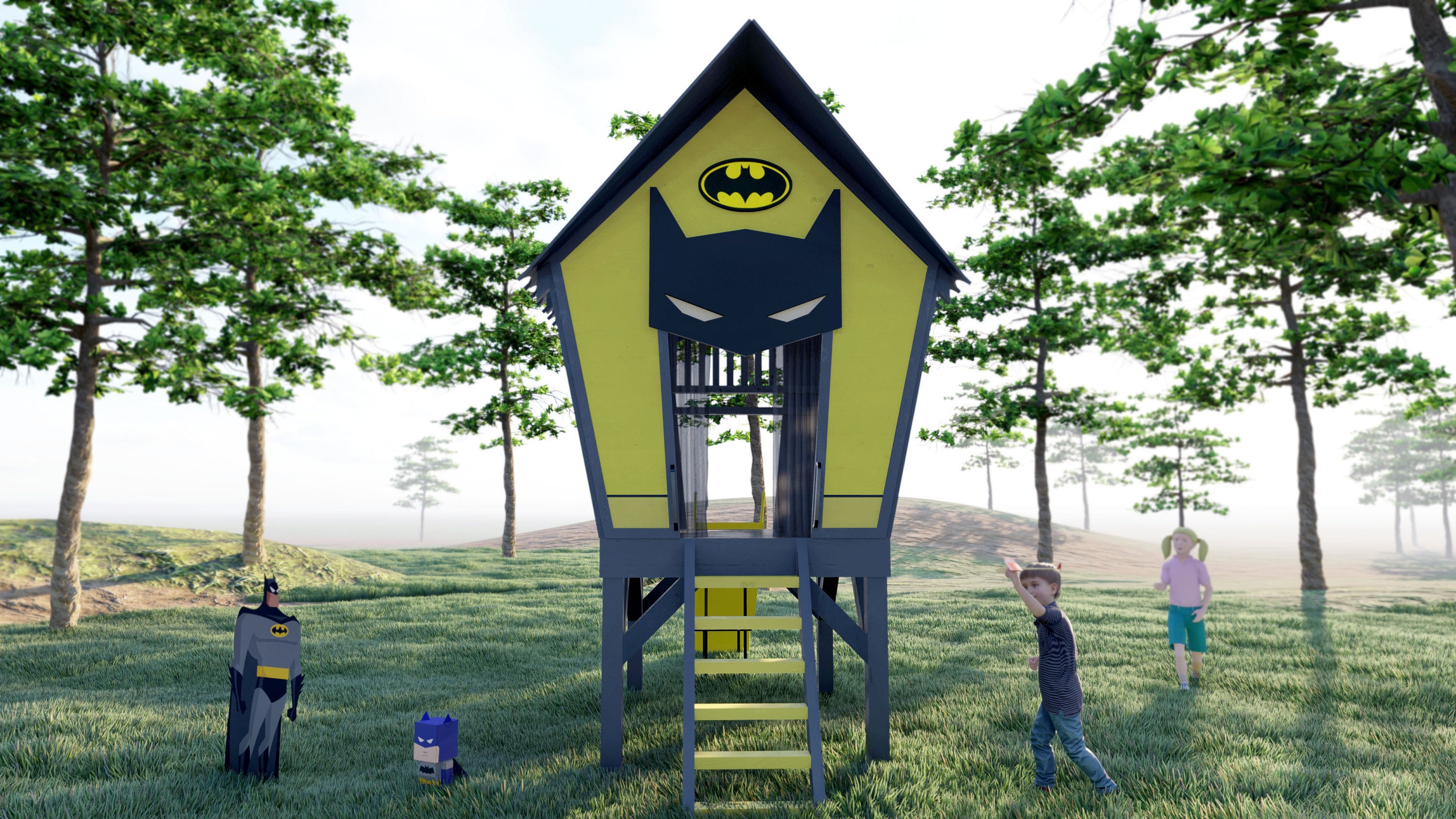 PLAYHOUSE PLANS BATMAN 7' X 7' 3'' X Etsy