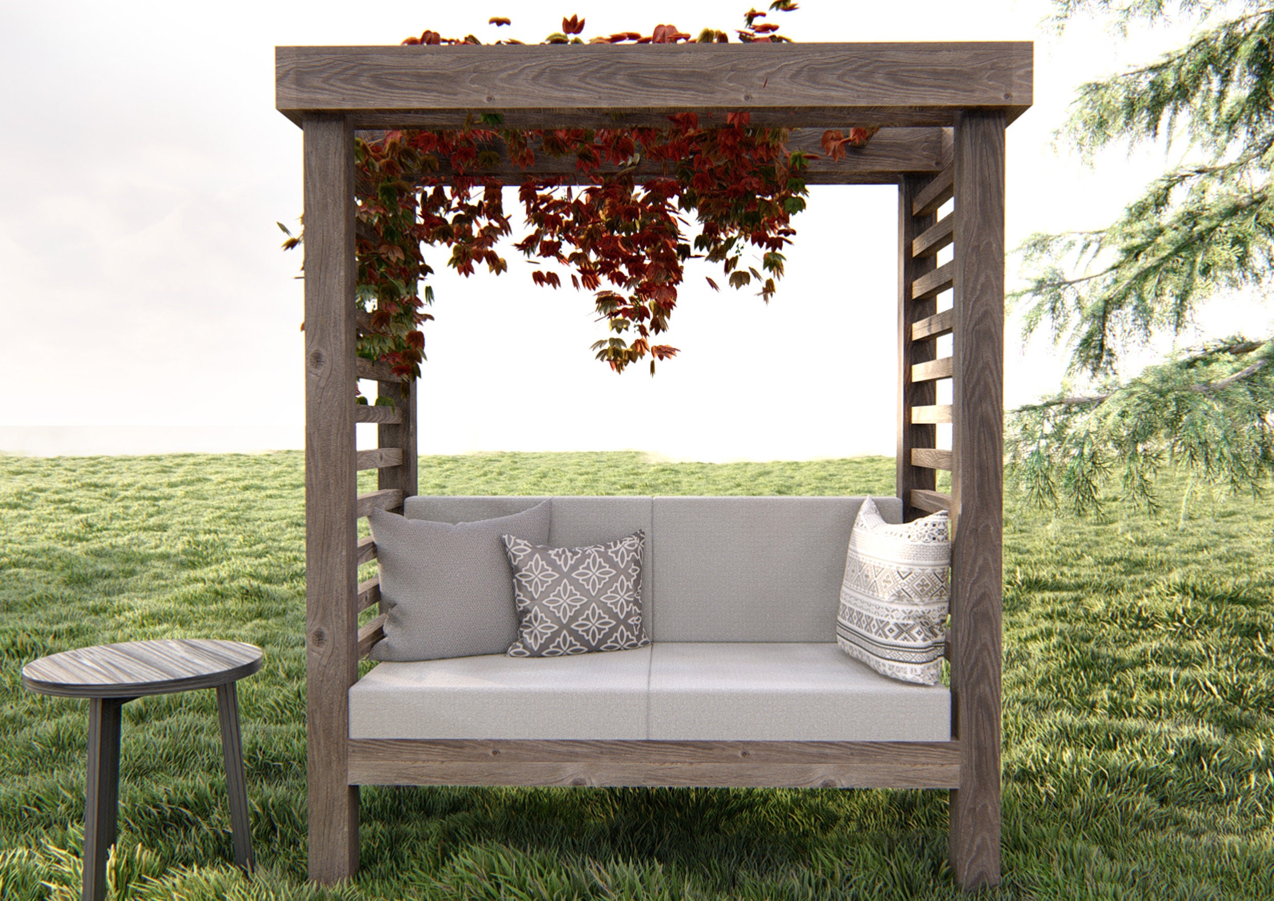 MODERN ARBOR BENCH Plans Pergola With Seat 36 X 68 / Etsy UK