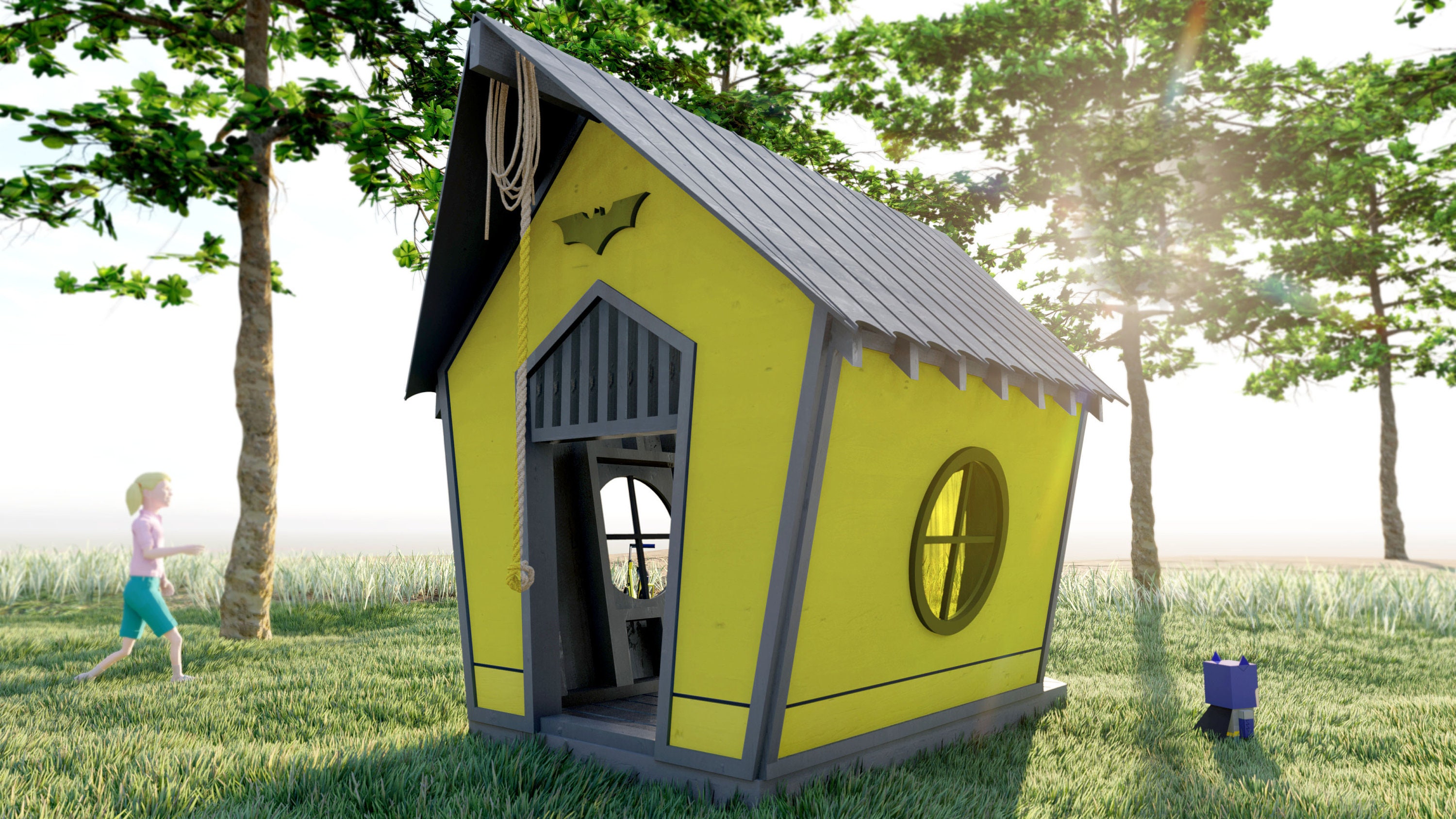Playhouse Plansdiy Batman Wooden Playhouse 7 X 7 3 Etsy