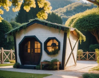 Playhouse Plans, Cottage playhouse for kids, step-by-step instructions, digital download, PDF file