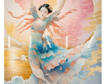 Geisha Ballerina Wall Art, digital wall print, wall hanging decor for ballerina