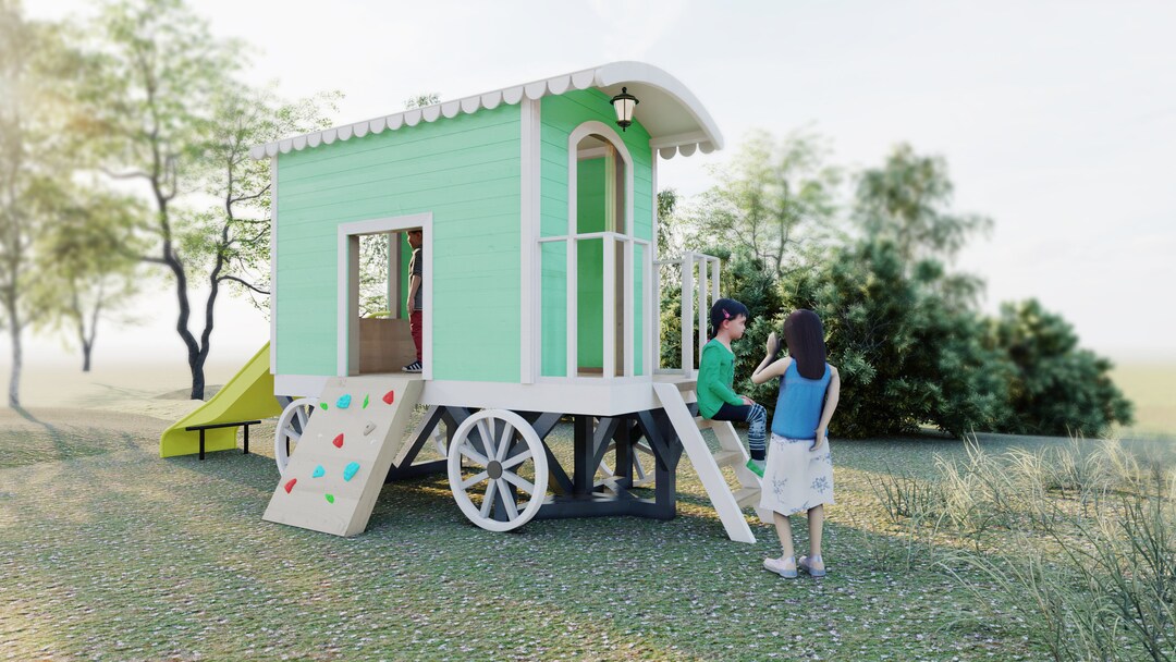 Playhouse Plans, Wagon Shape Playhouse, Stepbystep Instructions