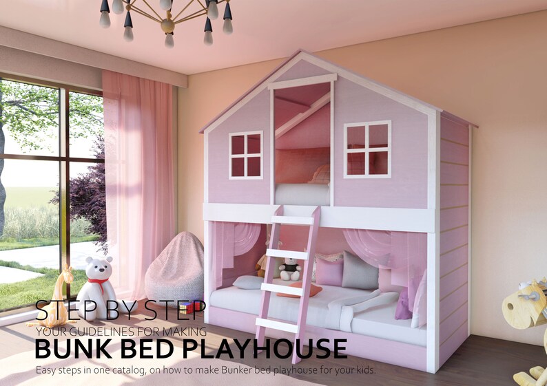 Playhouse Bed Plans 3 8 X 6 7/ Two Beds Etsy