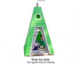 Playhouse plans, simple Indian tent playhouse, step-by-step instructions, instant digital download, PDF file