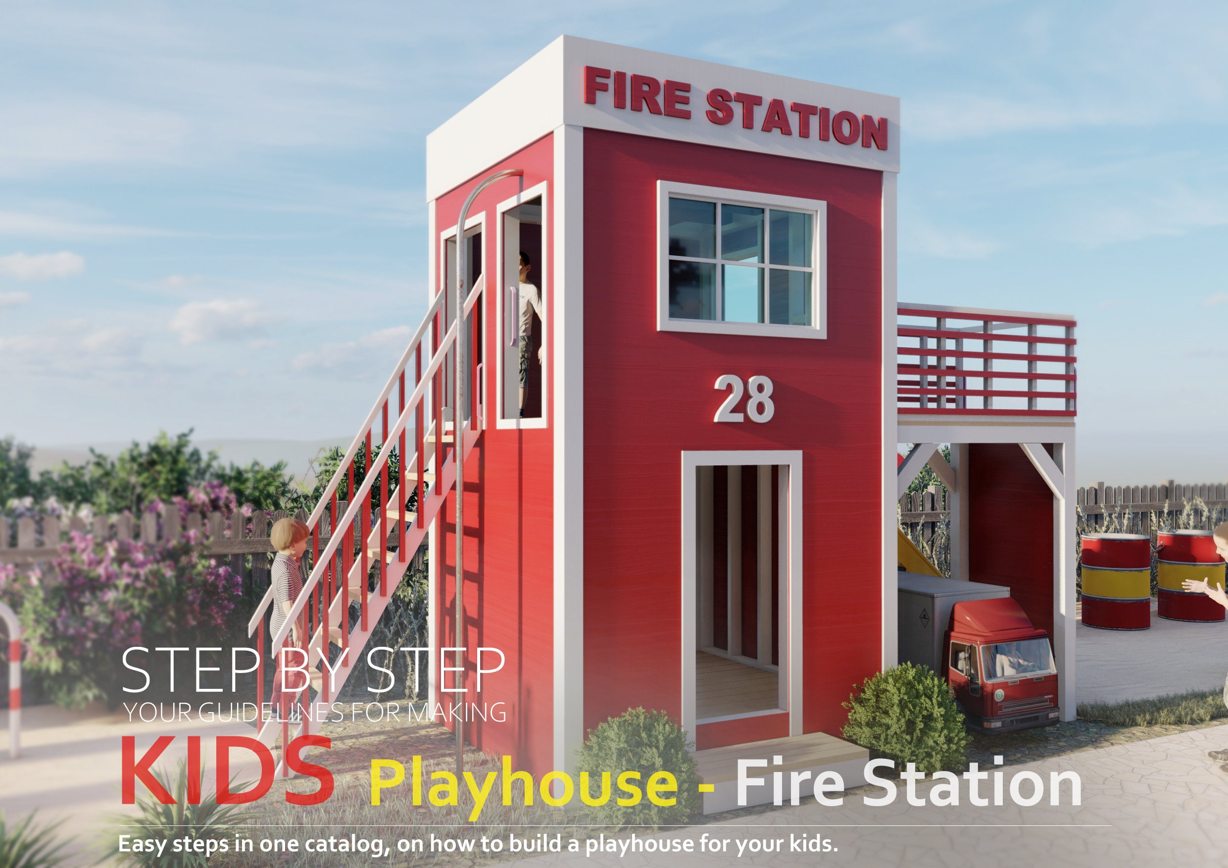 Diy fire store station playhouse