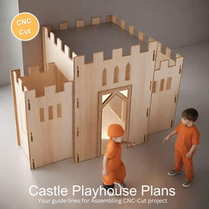 Planos de casa de juegos con castillo - planos de corte cnc - descarga digital - svg, pdf, ai, dxf