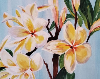 Plumeria Painting Floral Original Art Flower Oil Painting Hawaiian Art Plumeria Flower Wall Art 14 by 18 by Regina Zang