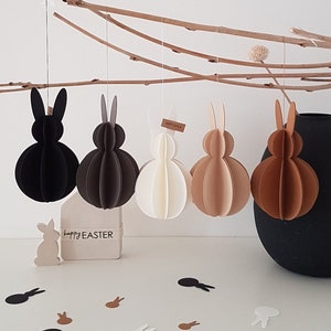 Paper bunnies / set of 2 / 11 x 6 cm / pleated bunnies / colors: white-nougat-beige-anthracite-black / E