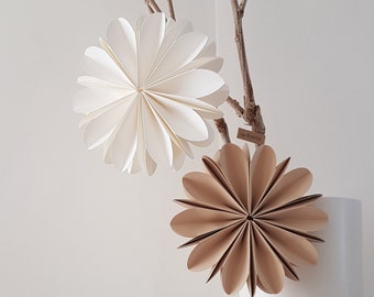 Paper flowers 3D / set of 2 / D 12 cm / colors: white, beige, black, anthracite / a