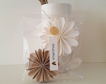 Muttertagsgeschenk / Papierblumen 3D / 2er-Set / D 12cm / Farben: weiß, beige / Muttertag / i