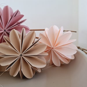 Papierblumen 3D / 4er-Set / D 8,5cm / Farben: weiß, beige, rosa, altrosa / paperflowers /Geschenketopper / n Bild 7