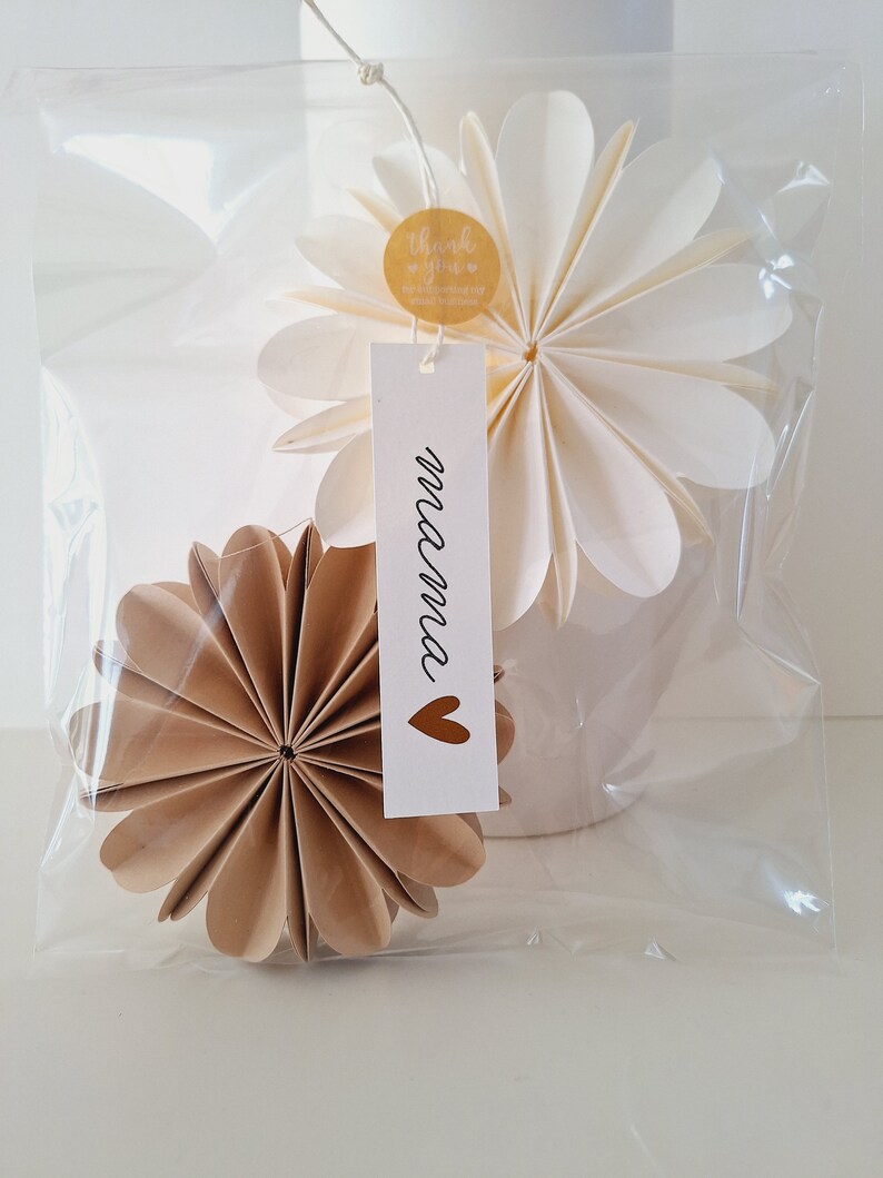 Muttertagsgeschenk / Papierblumen 3D / 2er-Set / D 12cm / Farben: weiß, beige / Muttertag / i Bild 2