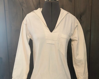tunique uniforme marine/sailor vintage en toile blanche