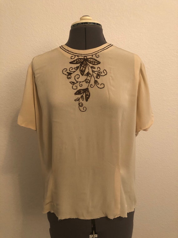 Vintage Beaded Silk Blouse - image 1