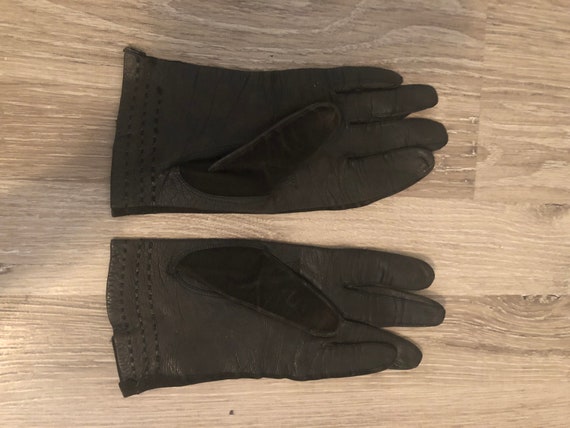 2 Pairs of Vintage Black Leather Gloves - image 6