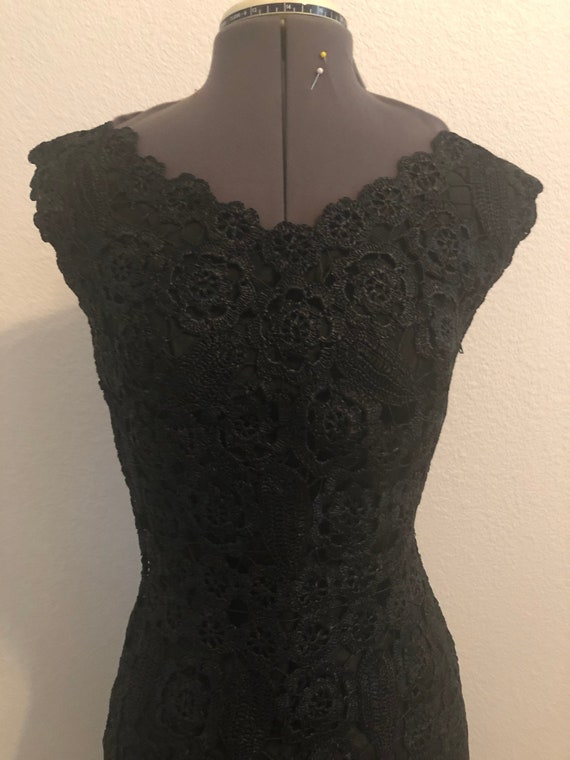 1950s Vintage Black Raffia Cocktail Dress