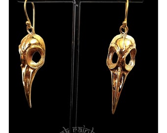 Boucles d'oreilles gothiques crâne de corbeau, steam punk, bijoux alternatifs