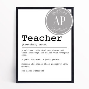 Teacher Definition Print | Printable Art | Instant Download | Digital Wall Art