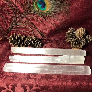 ONE Satin Spar gypsum wand. These are lovely w/energy to match. Delicate and powerful, these wands clear and cleanse your body, mind & space