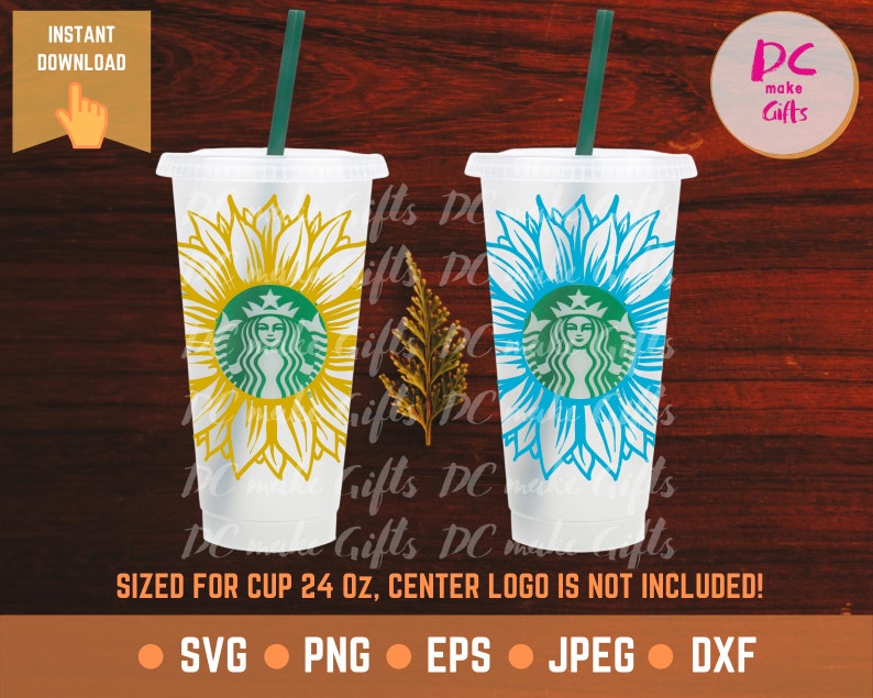 Download Sunflower Starbucks Floral Cup SVG Sunflower SVG for ...
