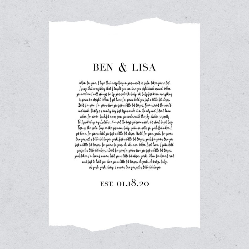 Song Lyrics First Dance Custom Wedding Printable Wall Art Etsy