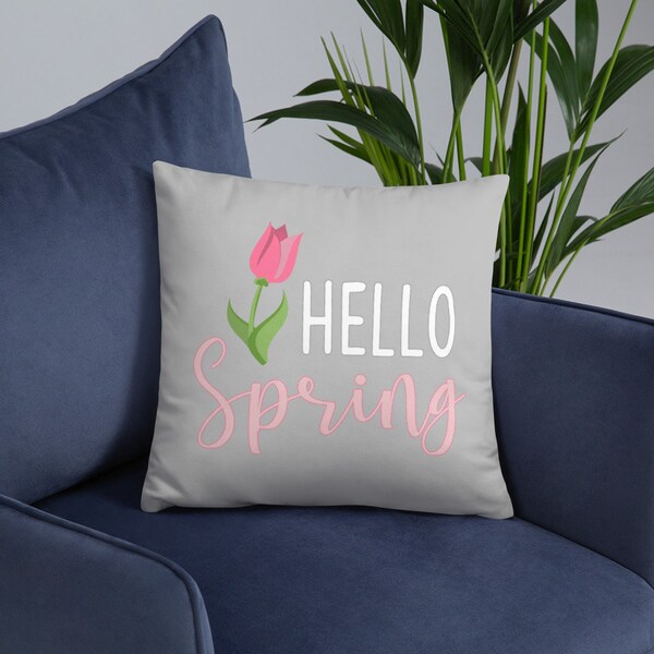 Springtime Delight: Hello Spring Tulip Pillow Cover – Vibrant Floral Decor for Your Home!